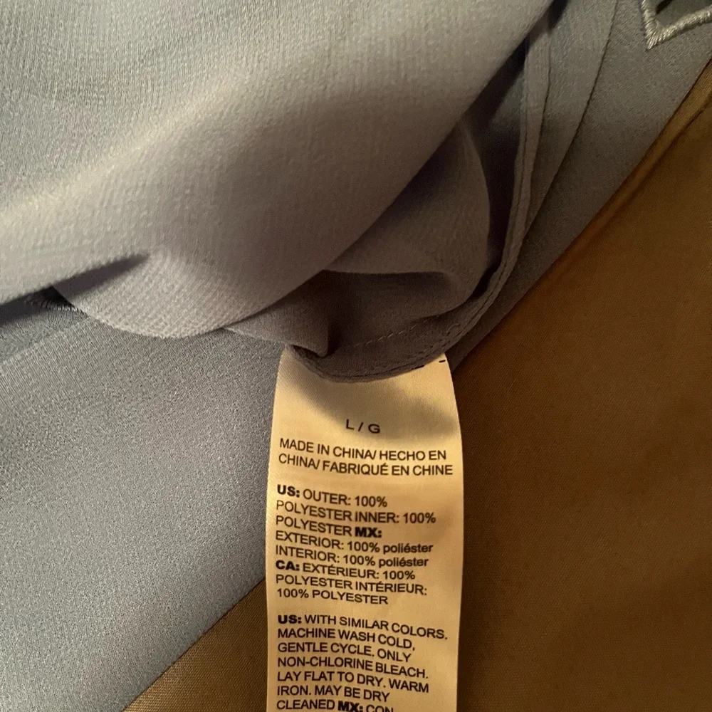WHBM  Blue Sheer Blouse with Cut-Out Details - Picture 6 of 12